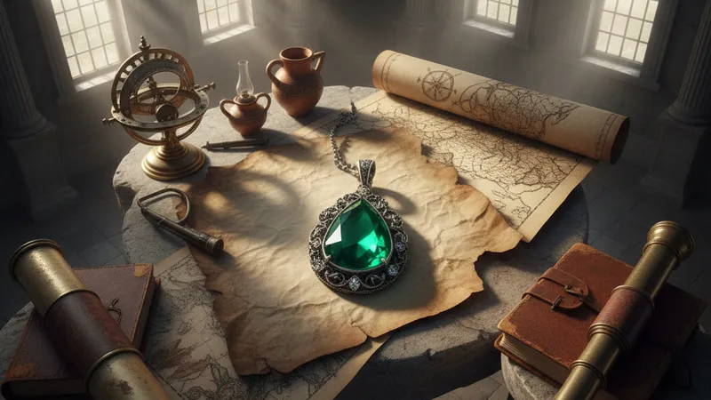 Pendentif émeraude et diamants sur chaîne maille forçat